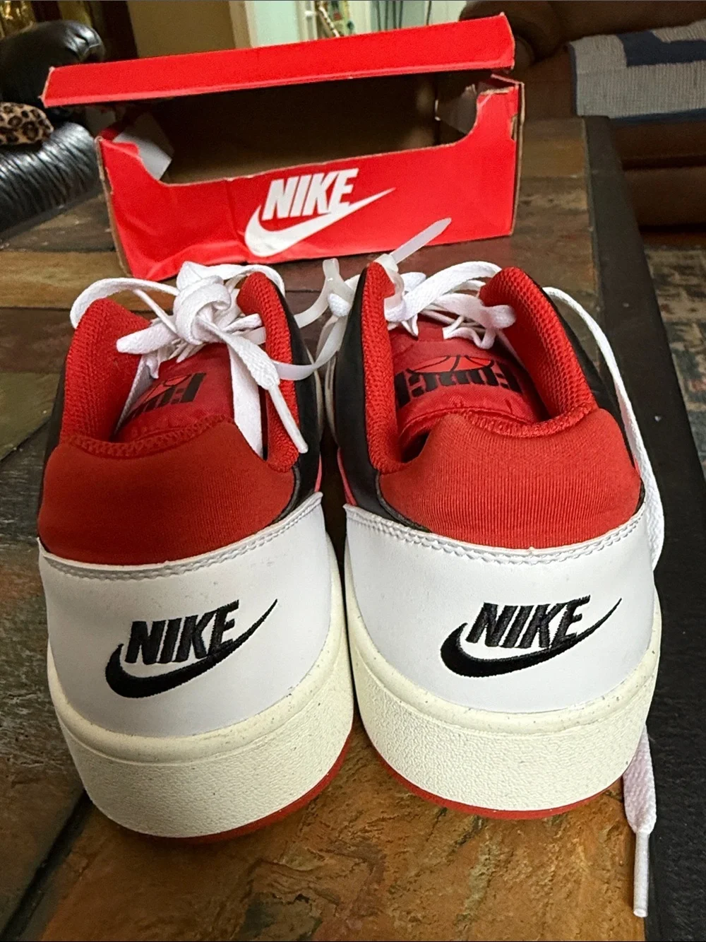 Nike Men's White Red Black Athletic Sneakers